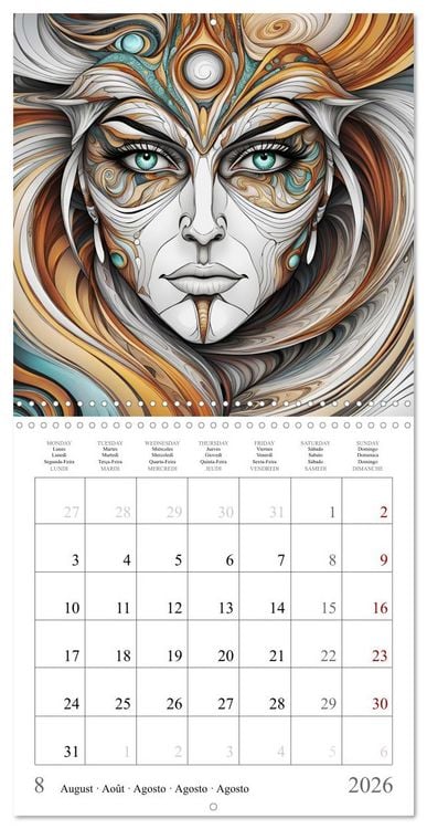 Produktbild: Univers Enchanteresses (Calendrier mural carr&eacute; 2026 30x30 cm) Calendrier double avec une page pour vos prises de notes