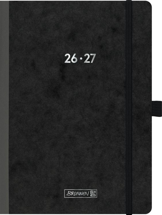 Produktbild: Sch&uuml;lerkalender 2026/2027 "Pressspan schwarz" FACT!plus | A5, Karton