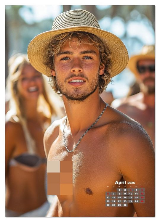 Produktbild: SEXY M&Auml;NNER - Nackte Haut am Strand (Wandkalender 2026 DIN A2 hoch), CALVENDO Monatskalender