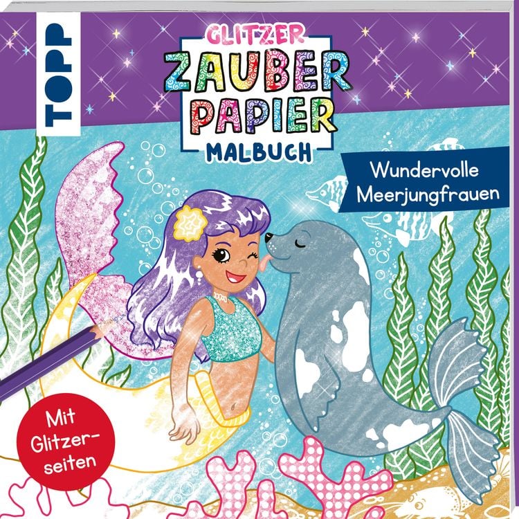 Produktbild: Glitzer Zauberpapier Malbuch Wundervolle Meerjungfrauen