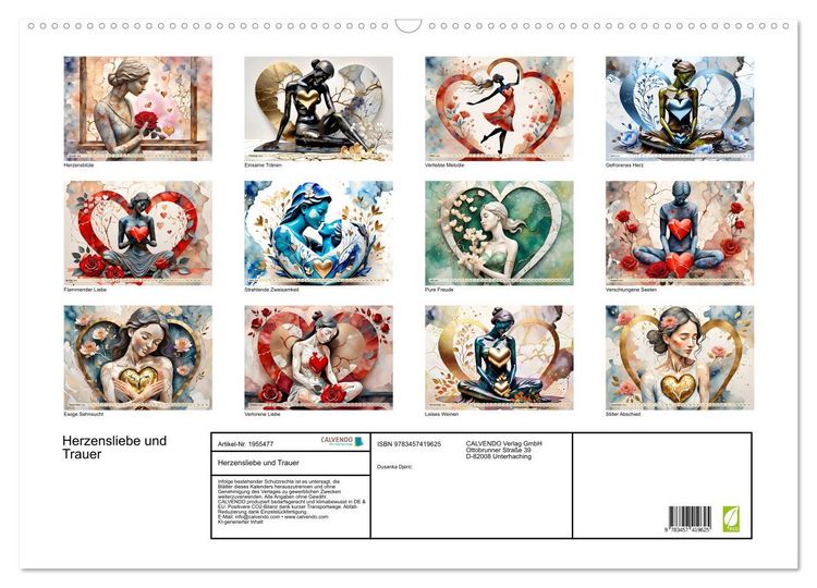 Produktbild: Herzensliebe und Trauer (Wandkalender 2026 DIN A2 quer), CALVENDO Monatskalender