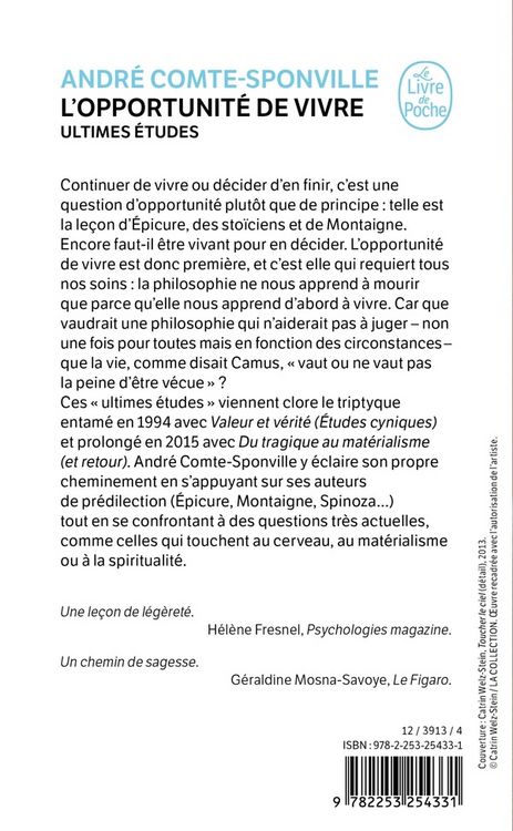 Produktbild: L'opportunit&eacute; de vivre : ultimes &eacute;tudes