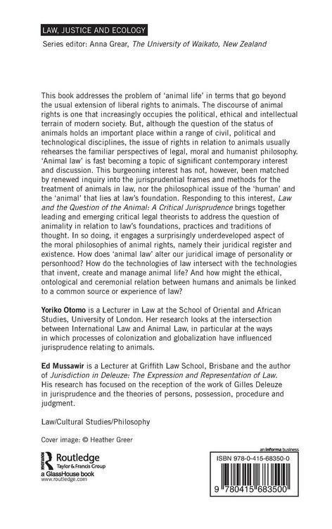 Produktbild: Law and the Question of the Animal