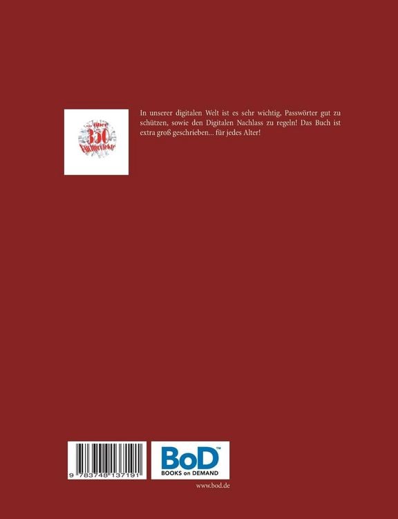 Produktbild: Digitaler Nachlass - Digitales Erbe - Einlogbuch/Passwortlisten