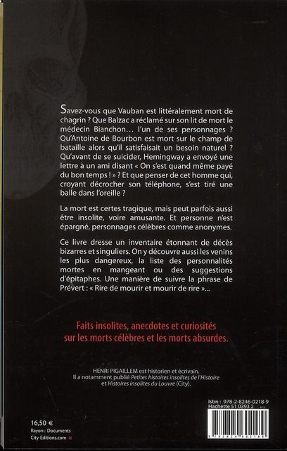 Produktbild: Histoires insolites des morts c&eacute;l&egrave;bres et absurdes