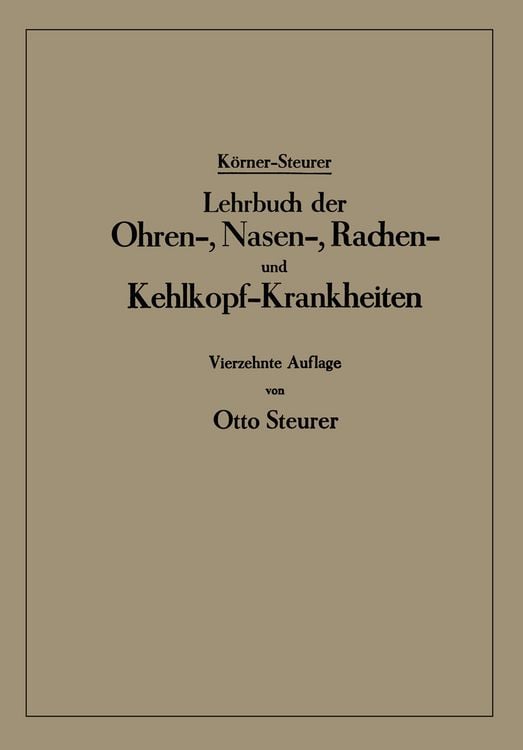 Produktbild: Lehrbuch der Ohren-, Nasen-, Rachen- und Kehlkopf-Krankheiten