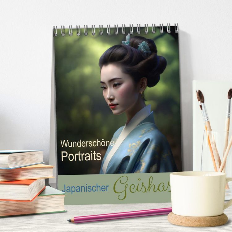 Produktbild: Wundersch&ouml;ne Portraits Japanischer Geishas (Tischkalender 2026 DIN A5 hoch), CALVENDO Monatskalender