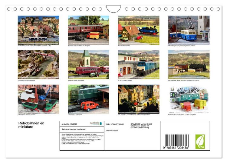 Produktbild: Retrobahnen en miniature (Wandkalender 2026 DIN A4 quer), CALVENDO Monatskalender