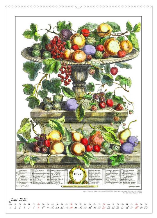 Produktbild: Henry Fletcher. Blumen und Fr&uuml;chte - Kunstkalender (hochwertiger Premium Wandkalender 2026 DIN A2 hoch), Kunstdruck in Hochglanz
