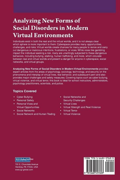 Produktbild: Analyzing New Forms of Social Disorders in Modern Virtual Environments