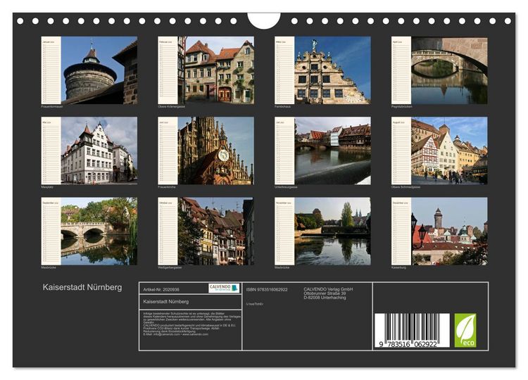 Produktbild: Kaiserstadt N&uuml;rnberg (Wandkalender 2026 DIN A4 quer), CALVENDO Monatskalender