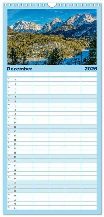 Produktbild: Familienplaner 2026 - Naturparadies Zugspitzarena mit 5 Spalten (Wandkalender, 21 x 45 cm) CALVENDO