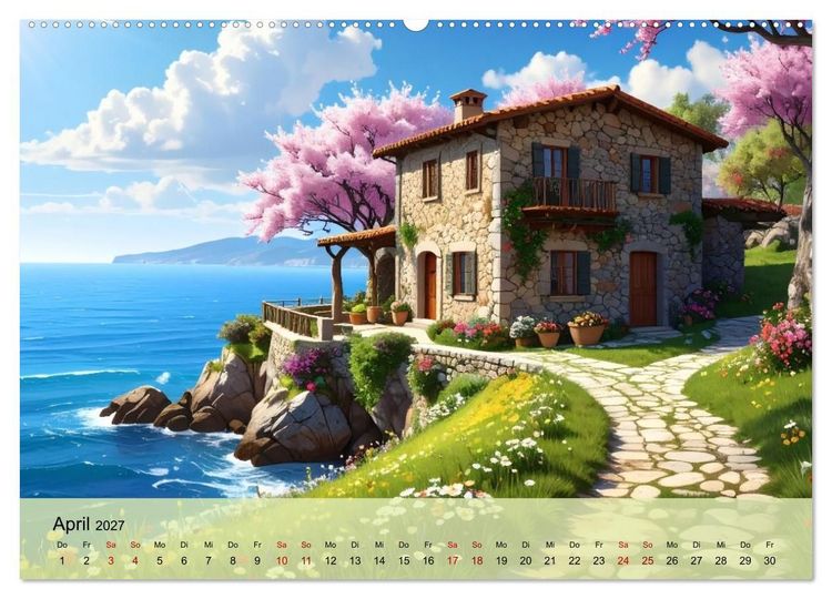 Produktbild: Romantische italienische H&auml;user am Meer (Wandkalender 2027 DIN A2 quer), CALVENDO Monatskalender