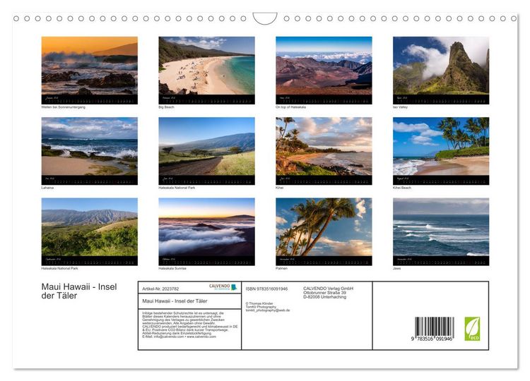 Produktbild: Maui Hawaii - Insel der T&auml;ler (Wandkalender 2026 DIN A3 quer), CALVENDO Monatskalender