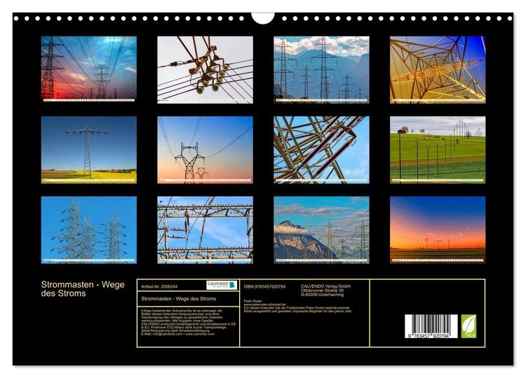 Produktbild: Strommasten - Wege des Stroms (Wandkalender 2026 DIN A3 quer), CALVENDO Monatskalender