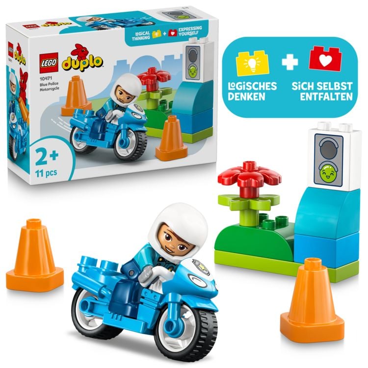 Produktbild: LEGO DUPLO Town 10471 Blaues Polizeimotorrad, Lernspielzeug Kleinkinder
