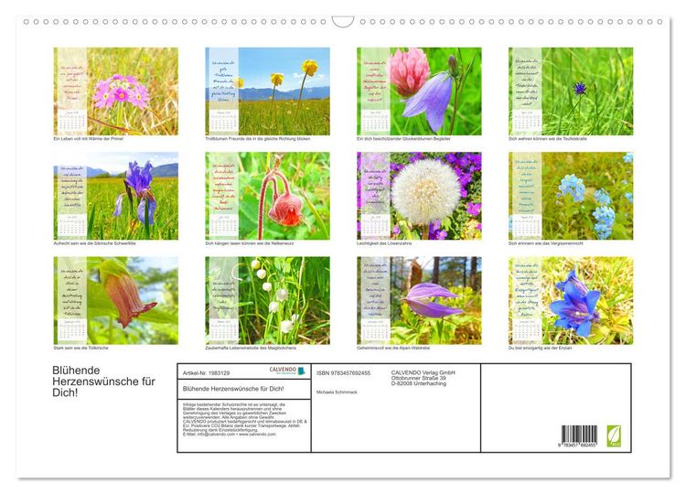 Produktbild: Bl&uuml;hende Herzensw&uuml;nsche f&uuml;r Dich! (Wandkalender 2026 DIN A2 quer), CALVENDO Monatskalender