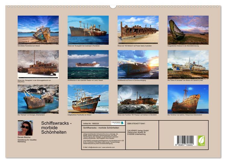 Produktbild: Schiffswracks - morbide Sch&ouml;nheiten (hochwertiger Premium Wandkalender 2026 DIN A2 quer), Kunstdruck in Hochglanz
