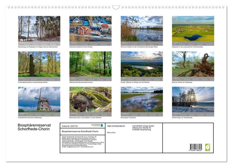 Produktbild: Biosph&auml;renreservat Schorfhede-Chorin (Wandkalender 2027 DIN A2 quer), CALVENDO Monatskalender