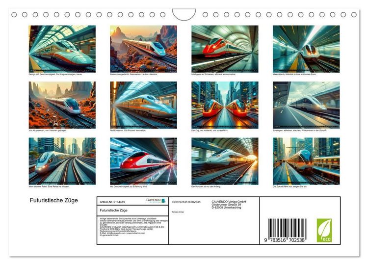 Produktbild: Futuristische Z&uuml;ge (Wandkalender 2026 DIN A4 quer), CALVENDO Monatskalender