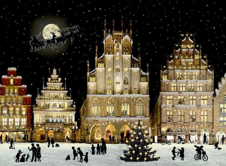Produktbild: A4-Wand-Adventskalender &ndash; Weihnachtliches Stadtpanorama