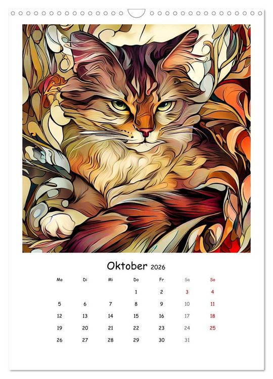Produktbild: Jugendstil Katzen (Wandkalender 2026 DIN A3 hoch), CALVENDO Monatskalender