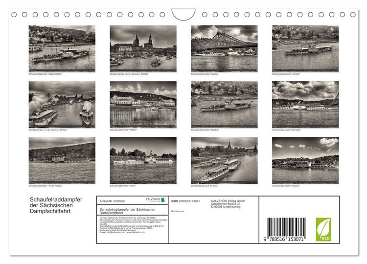 Produktbild: Schaufelraddampfer der S&auml;chsischen Dampfschiffahrt (Wandkalender 2026 DIN A4 quer), CALVENDO Monatskalender