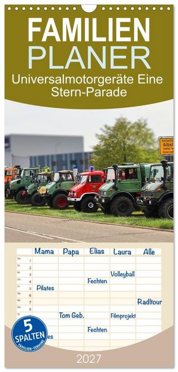 Produktbild: Familienplaner 2027 - Universalmotorger&auml;te Eine Stern-Parade mit 5 Spalten (Wandkalender, 21 x 45 cm) CALVENDO