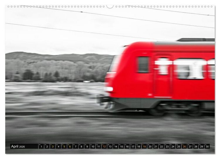 Produktbild: BLITZschnell - Z&uuml;ge und Flugzeuge in Bewegung - Color-Key (Wandkalender 2026 DIN A2 quer), CALVENDO Monatskalender