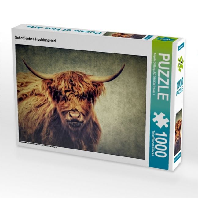 Produktbild: CALVENDO Puzzle Schottisches Hochlandrind | 1000 Teile Lege-Gr&ouml;&szlig;e 64x48cm Foto-Puzzle f&uuml;r gl&uuml;ckliche Stunden