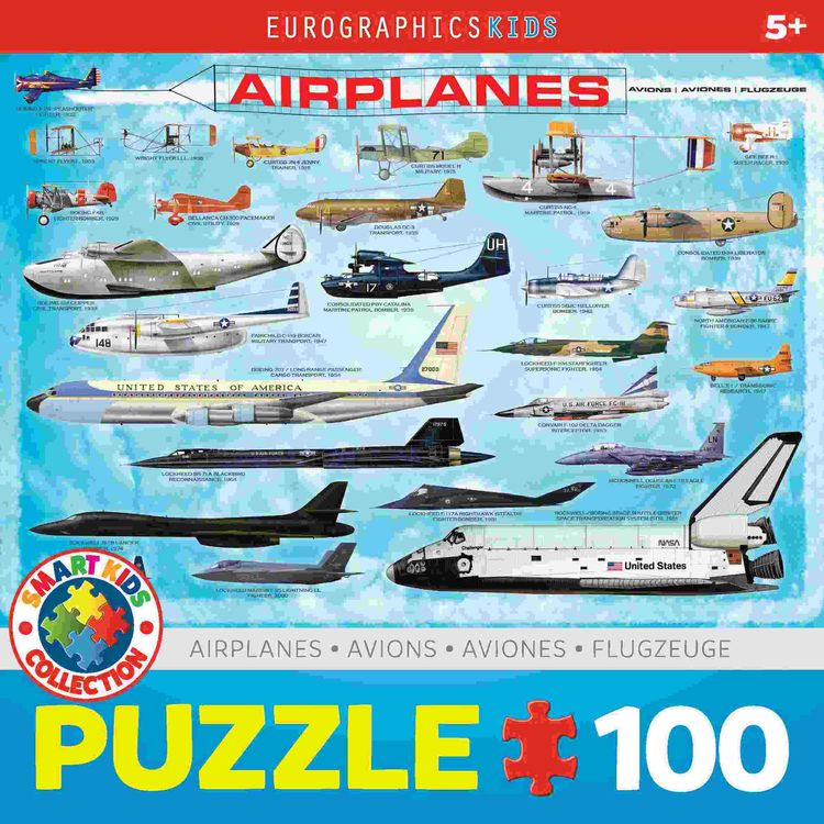 Produktbild: Eurographics 6100-0086 - Flugzeuge , Puzzle, 100 Teile