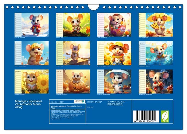 Produktbild: Mausiges Spektakel. Zauberhafter Maus-Alltag (Wandkalender 2026 DIN A4 quer), CALVENDO Monatskalender
