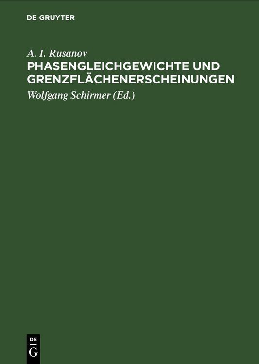 Produktbild: Phasengleichgewichte und Grenzfl&auml;chenerscheinungen