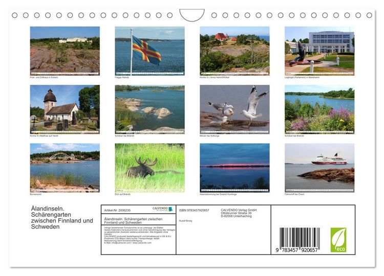 Produktbild: &Aring;landinseln. Sch&auml;rengarten zwischen Finnland und Schweden (Wandkalender 2026 DIN A4 quer), CALVENDO Monatskalender