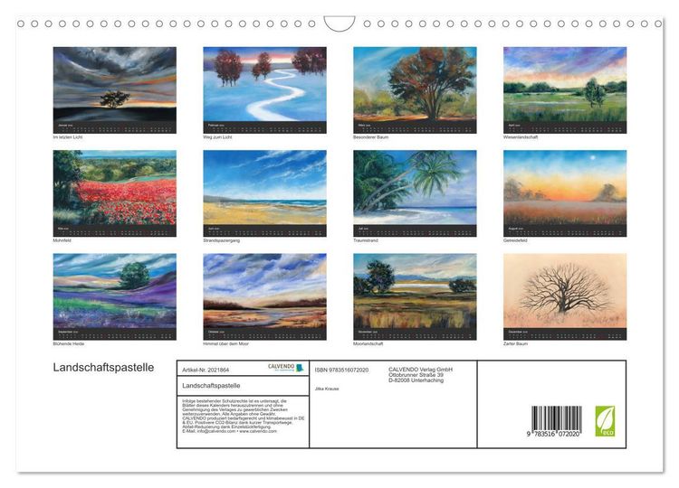 Produktbild: Landschaftspastelle (Wandkalender 2026 DIN A3 quer), CALVENDO Monatskalender