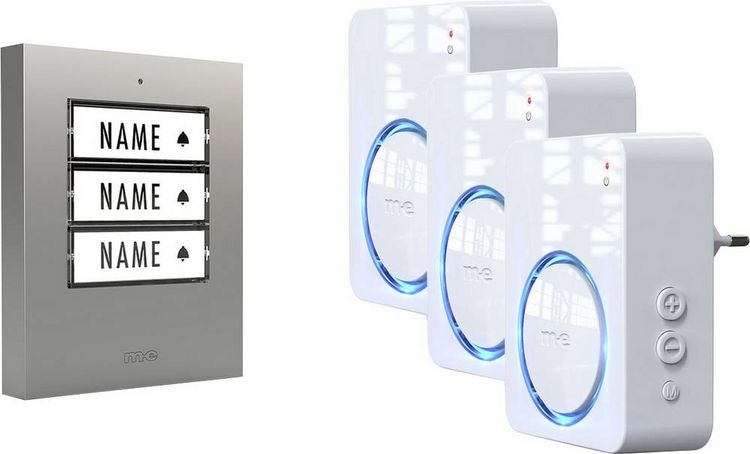 Produktbild: m-e modern-electronics 100168 Funkklingel Komplett-Set beleuchtet, klangaktiv, mit Bewegungsmelder, mit Namensschild