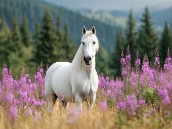 Produktbild: CALVENDO Puzzle Majest&auml;tischer Lipizzaner auf Blumenwiese | 1000 Teile Lege-Gr&ouml;&szlig;e 64x48cm Foto-Puzzle f&uuml;r gl&uuml;ckliche Stunden
