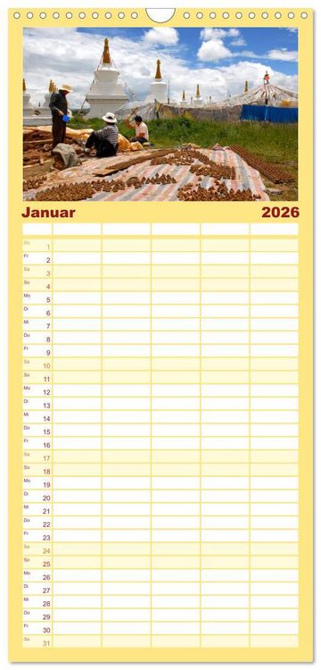 Produktbild: Familienplaner 2026 - Tibet bewegt mit 5 Spalten (Wandkalender, 21 x 45 cm) CALVENDO