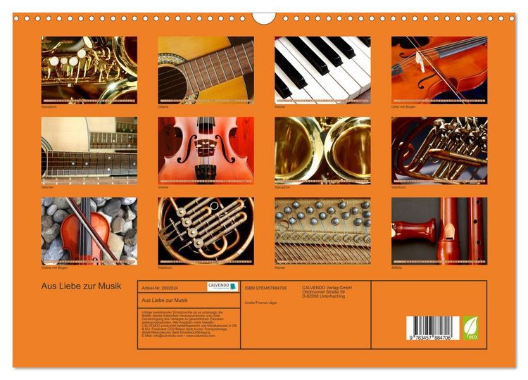 Produktbild: Aus Liebe zur Musik (Wandkalender 2026 DIN A3 quer), CALVENDO Monatskalender