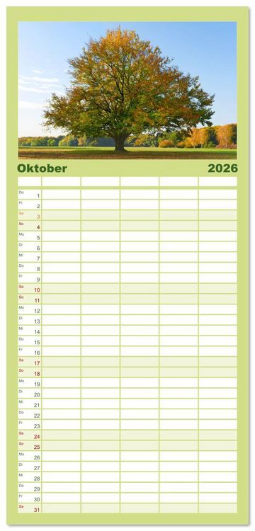 Produktbild: Familienplaner 2026 - Die Buche: 12 Baumportr&auml;ts mit 5 Spalten (Wandkalender, 21 x 45 cm) CALVENDO