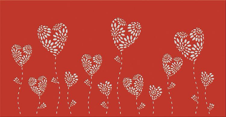 Produktbild: URSUS 5 Silhouetten-Tischlichter "Filigrano - Herzblumen", rot
