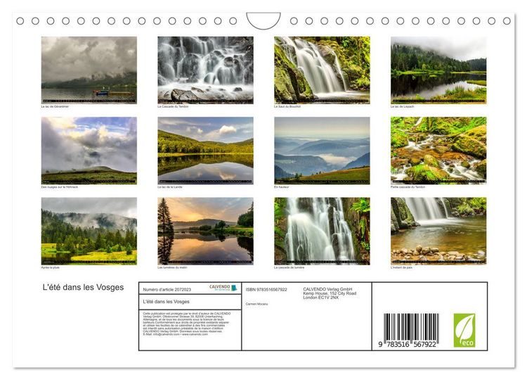 Produktbild: L'&eacute;t&eacute; dans les Vosges (Calendrier mural 2026 DIN A4 vertical), CALVENDO calendrier mensuel