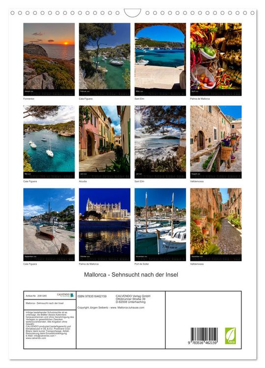 Produktbild: Mallorca - Sehnsucht nach der Insel (Wandkalender 2026 DIN A3 hoch), CALVENDO Monatskalender