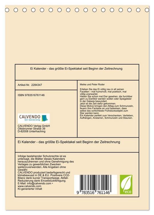 Produktbild: Ei Kalender - das gr&ouml;&szlig;te Ei-Spektakel seit Beginn der Zeitrechnung (Tischkalender 2027 DIN A5 hoch), CALVENDO Monatskalender