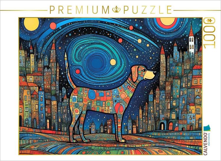 Produktbild: CALVENDO Puzzle Bunter Hund - Tr&auml;ume sind bunt und manchmal ganz nah | 1000 Teile Lege-Gr&ouml;&szlig;e 64x48cm Foto-Puzzle f&uuml;r gl&uuml;ckliche Stunden