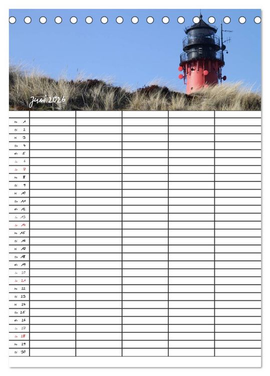 Produktbild: Familienplaner - Sylt (Tischkalender 2026 DIN A5 hoch), CALVENDO Monatskalender