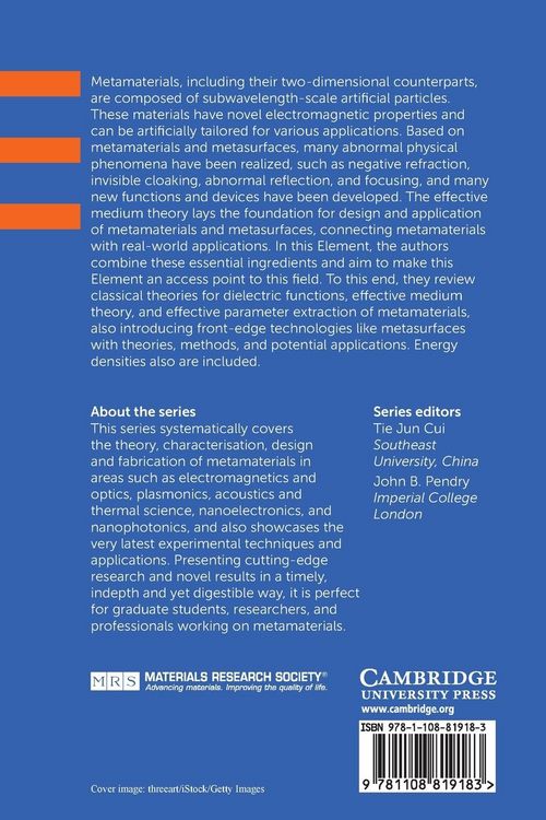 Produktbild: Effective Medium Theory of Metamaterials and Metasurfaces