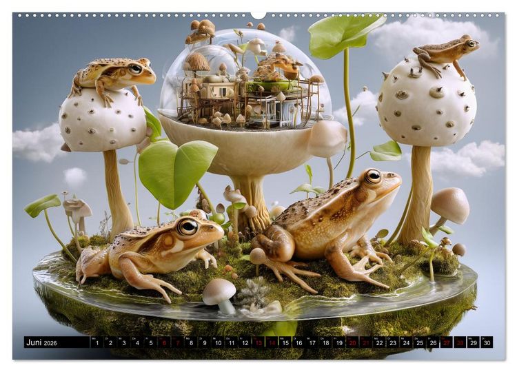 Produktbild: Toadtopia. Fantastische Kr&ouml;tenwelten (hochwertiger Premium Wandkalender 2026 DIN A2 quer), Kunstdruck in Hochglanz