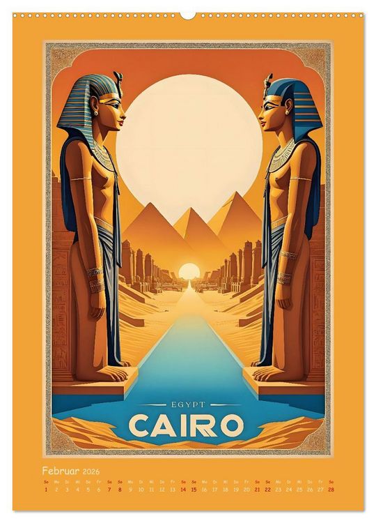 Produktbild: City Travel Poster - nostalgische St&auml;dtereise um die Welt (hochwertiger Premium Wandkalender 2026 DIN A2 hoch), Kunstdruck in Hochglanz