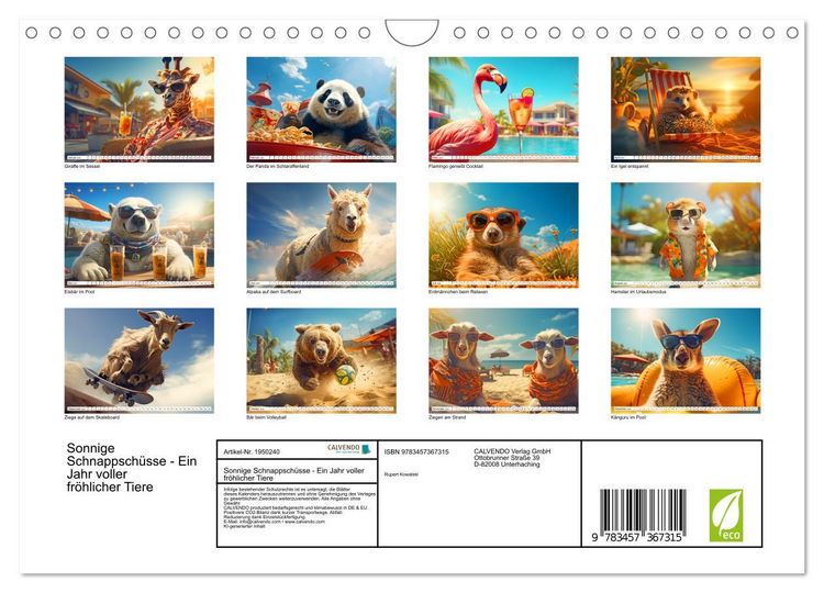 Produktbild: Sonnige Schnappsch&uuml;sse - Ein Jahr voller fr&ouml;hlicher Tiere (Wandkalender 2026 DIN A4 quer), CALVENDO Monatskalender